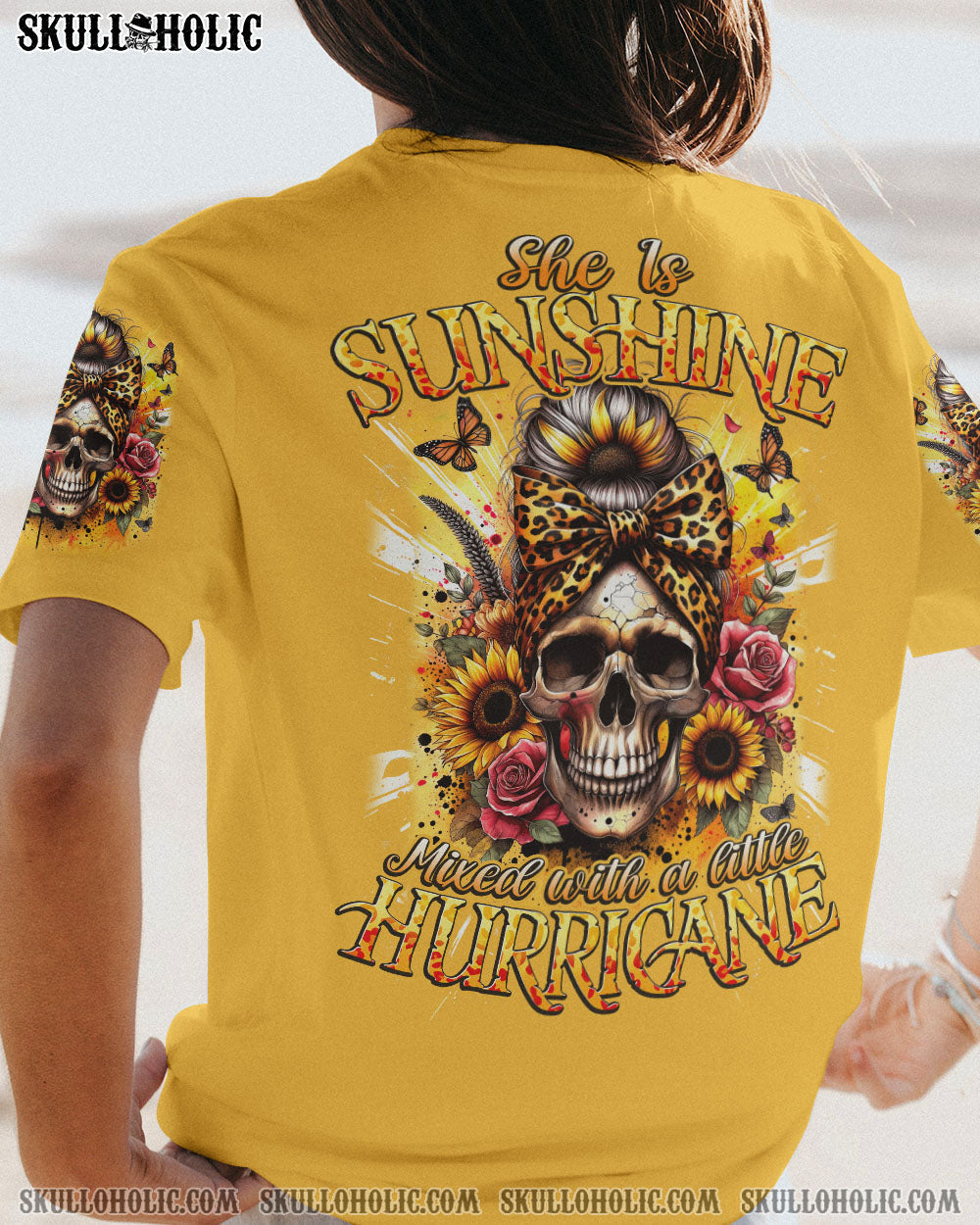 BLISSCORNERS I'M BLUNT BECAUSE GOD ROLLED ME MESSY BUN SUNFLOWER TIE DYE ALL OVER PRINT