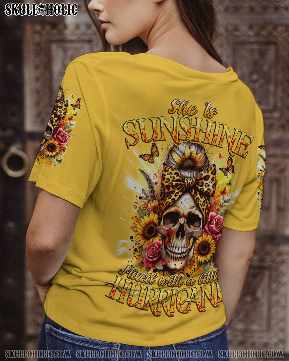 BLISSCORNERS I'M BLUNT BECAUSE GOD ROLLED ME MESSY BUN SUNFLOWER TIE DYE ALL OVER PRINT
