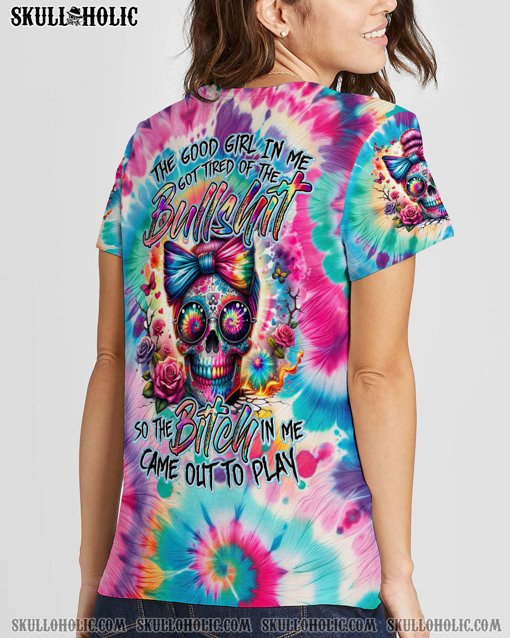 BLISSCORNERS IT'S GOING TO BE ONE OF THOSE DAYS MESSY BUN SKULL ALL OVER PRINT