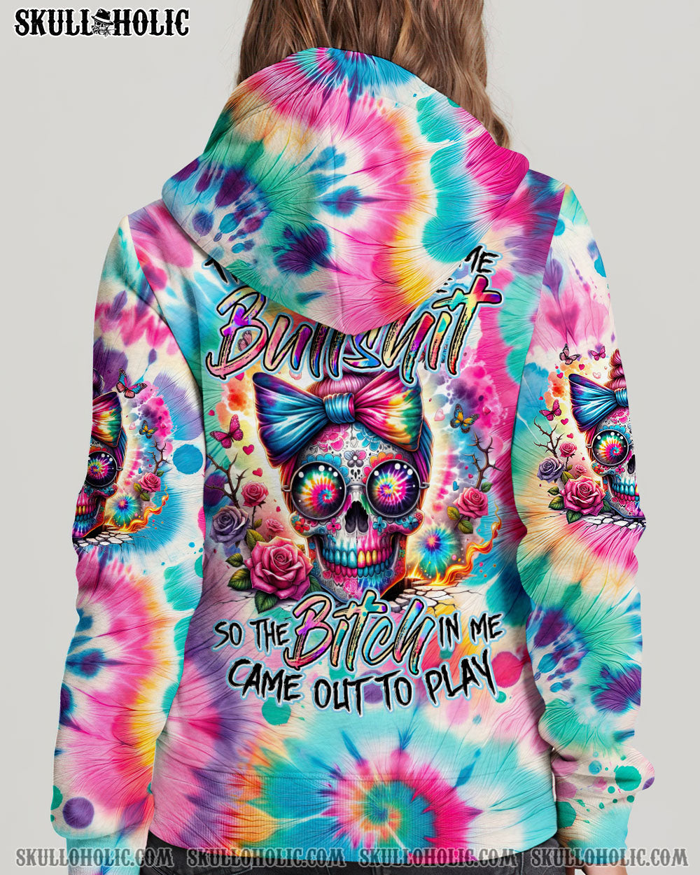 BLISSCORNERS IT'S GOING TO BE ONE OF THOSE DAYS MESSY BUN SKULL ALL OVER PRINT