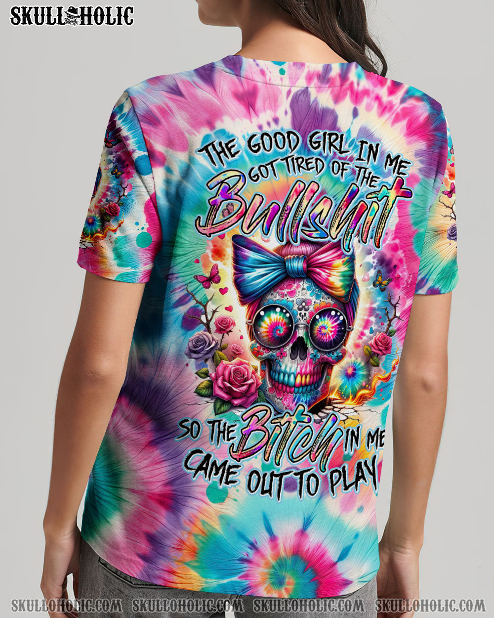 BLISSCORNERS IT'S GOING TO BE ONE OF THOSE DAYS MESSY BUN SKULL ALL OVER PRINT