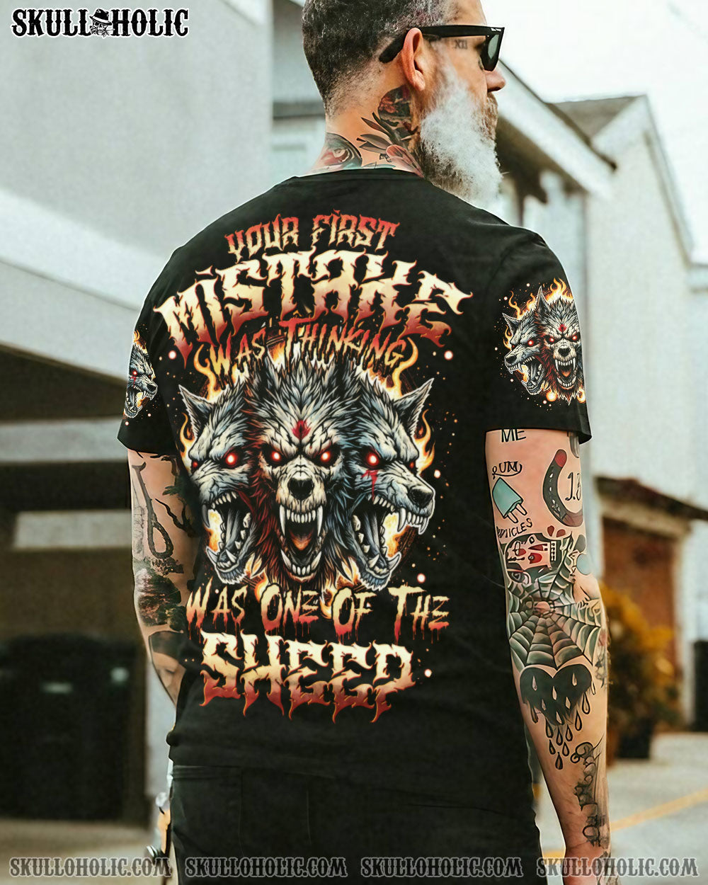 BLISSCORNERS YOUR FIRST MISTAKE SKULL WOLF ALL OVER PRINT