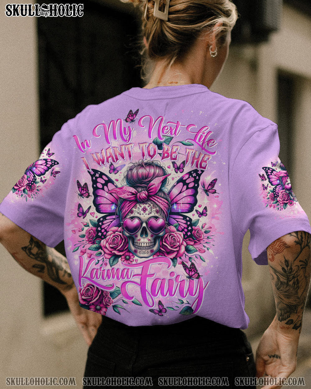 BLISSCORNERS BEFORE YOU DO ME WRONG MESSY BUN SKULL ALL OVER PRINT