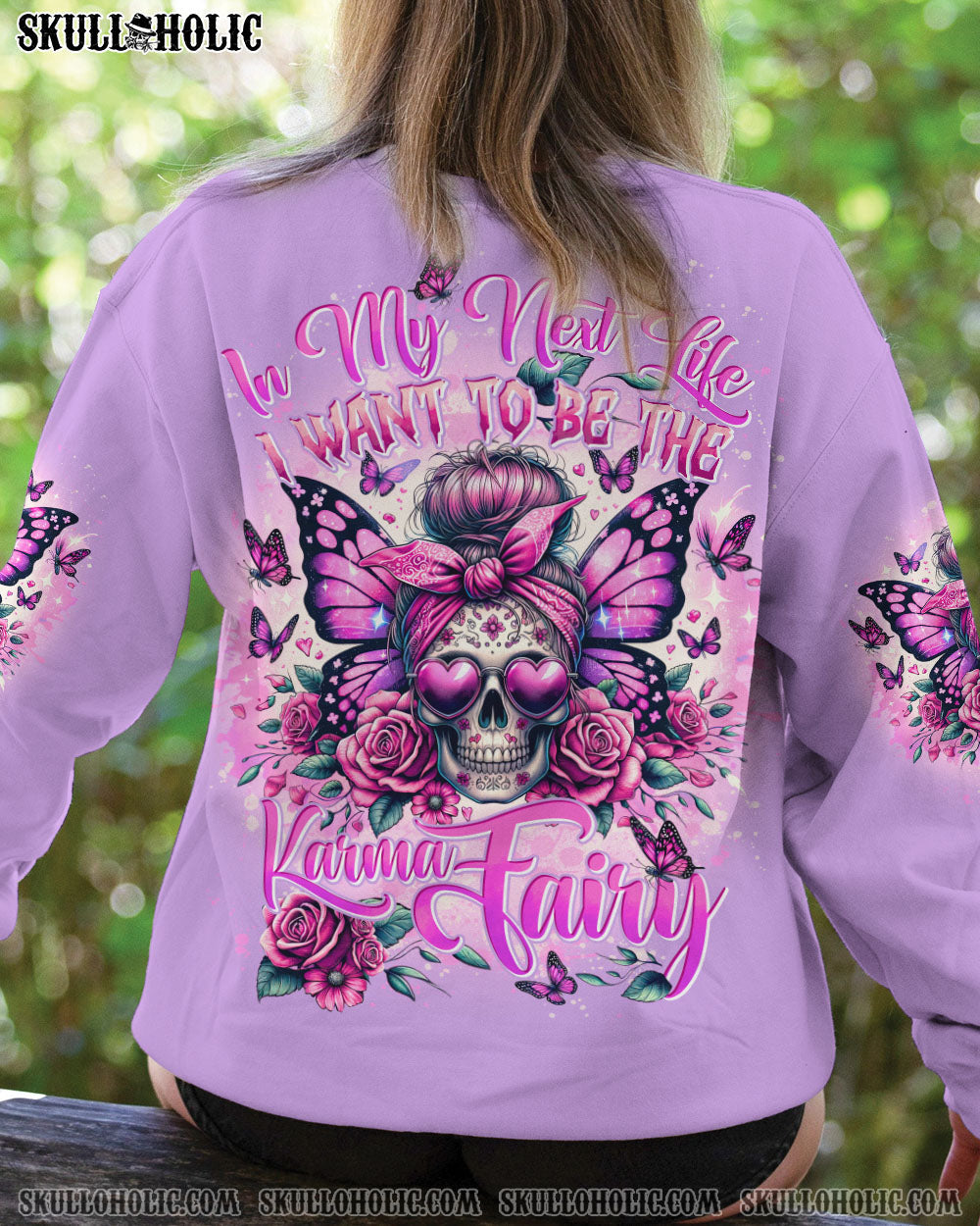 BLISSCORNERS BEFORE YOU DO ME WRONG MESSY BUN SKULL ALL OVER PRINT