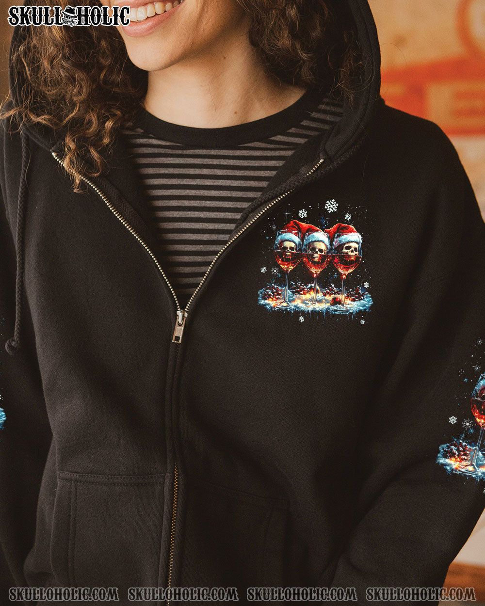 BLISSCORNERS JUST A MOM SKULL CHRISTMAS ALL OVER PRINT