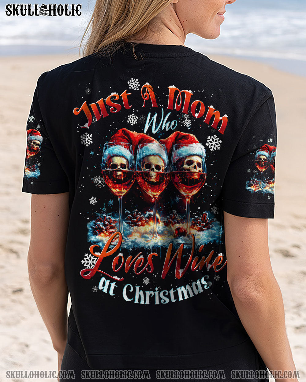 BLISSCORNERS JUST A MOM SKULL CHRISTMAS ALL OVER PRINT