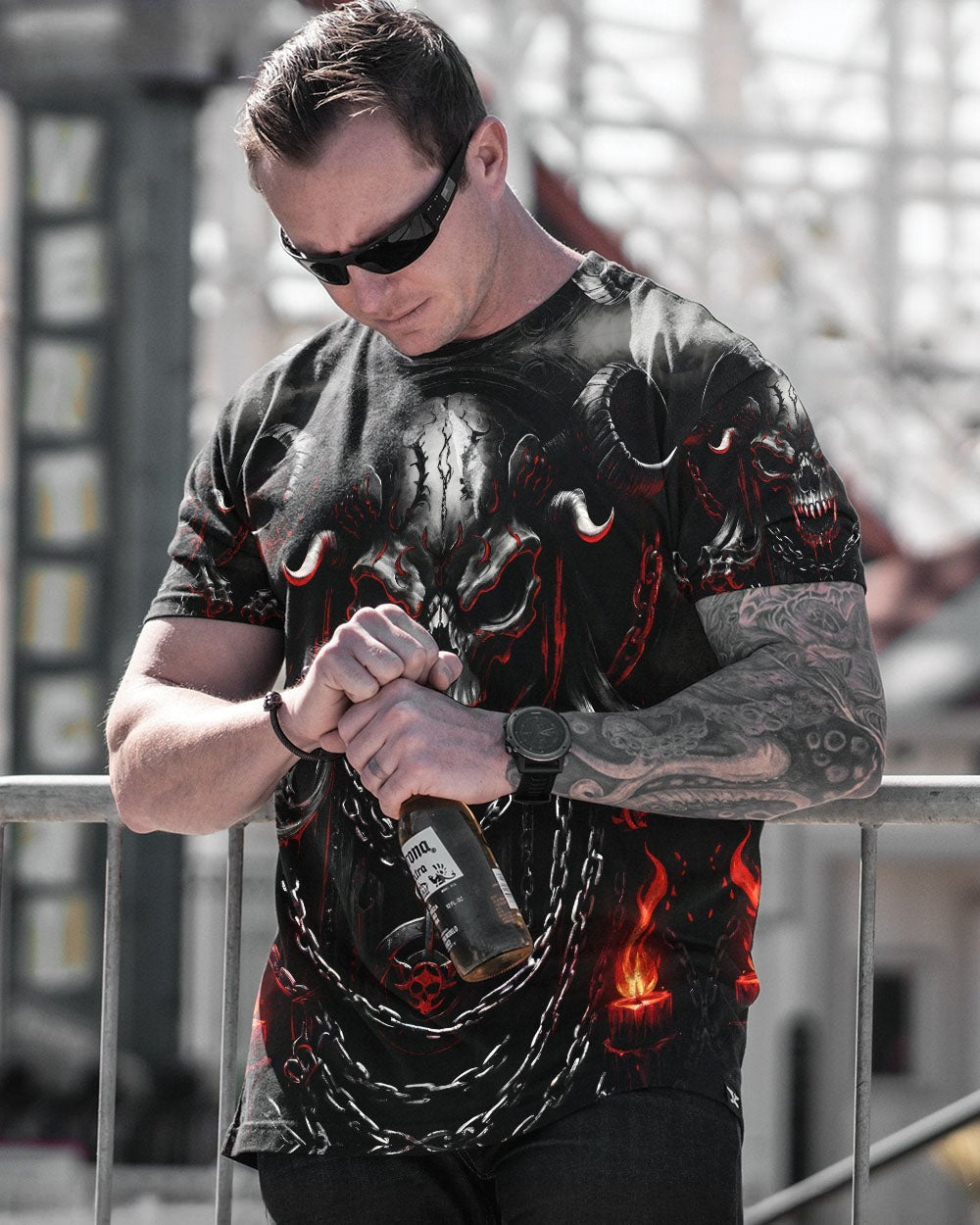 BLISSCORNERS I'M NEVER ALONE SKULL DEMON ALL OVER PRINT