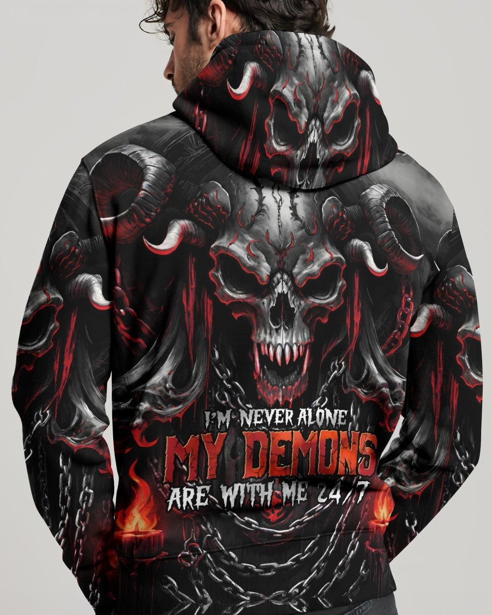 BLISSCORNERS I'M NEVER ALONE SKULL DEMON ALL OVER PRINT