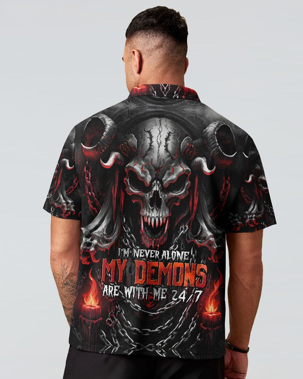 BLISSCORNERS I'M NEVER ALONE SKULL DEMON ALL OVER PRINT