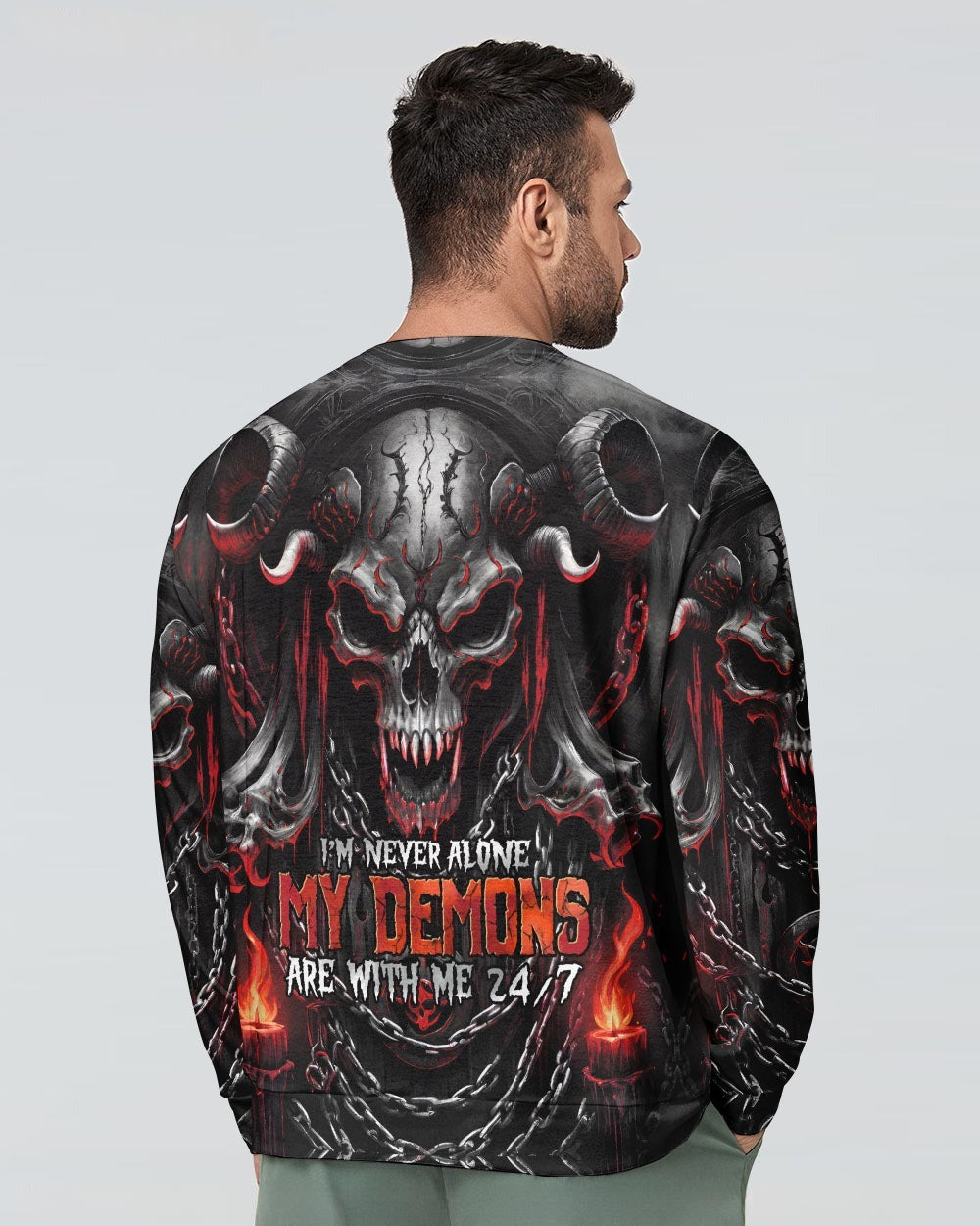 BLISSCORNERS I'M NEVER ALONE SKULL DEMON ALL OVER PRINT