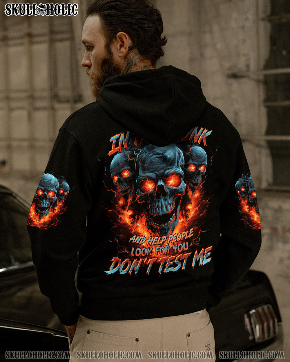 BLISSCORNERS DON'T TEST ME SKULL ALL OVER PRINT