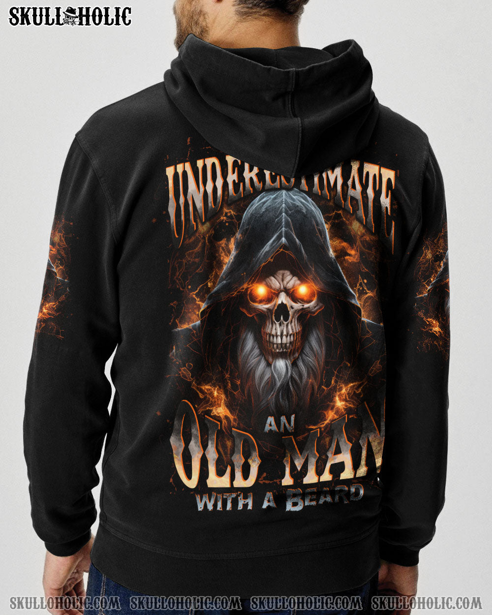 BLISSCORNERS NEVER UNDERESTIMATE AN OLD MAN WITH A BEARD ALL OVER PRINT