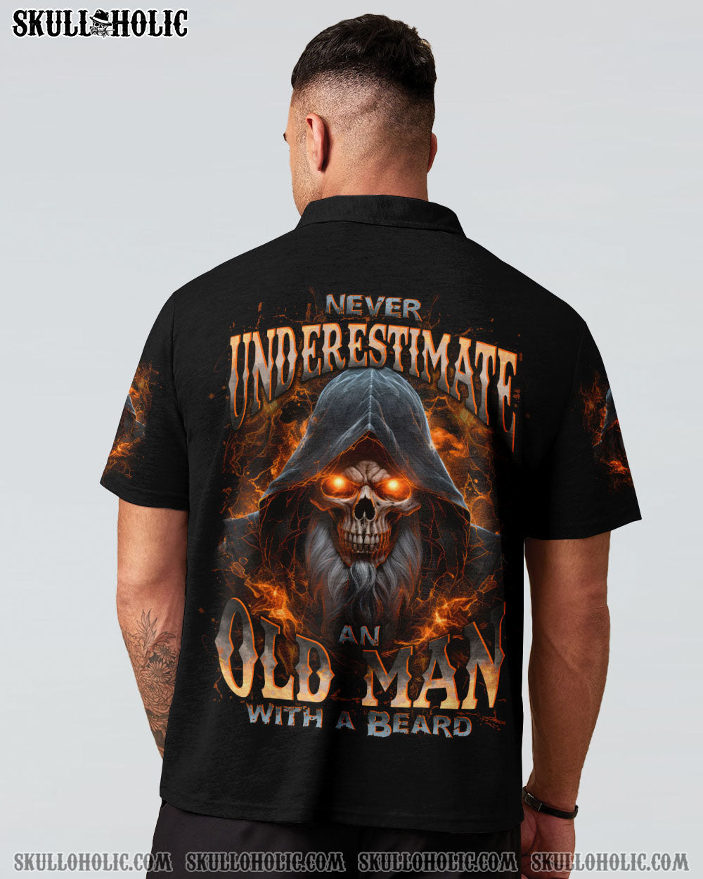 BLISSCORNERS NEVER UNDERESTIMATE AN OLD MAN WITH A BEARD ALL OVER PRINT