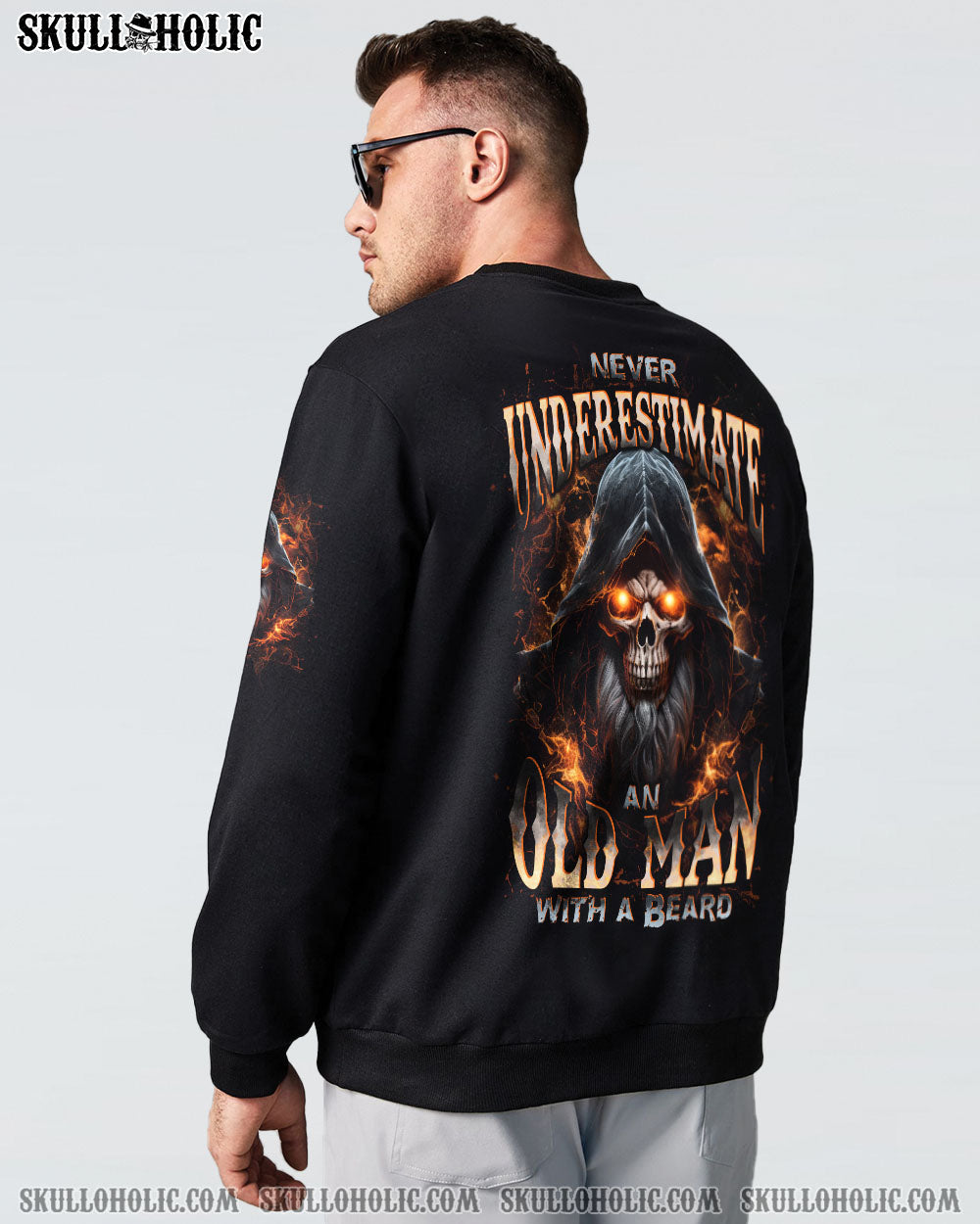 BLISSCORNERS NEVER UNDERESTIMATE AN OLD MAN WITH A BEARD ALL OVER PRINT
