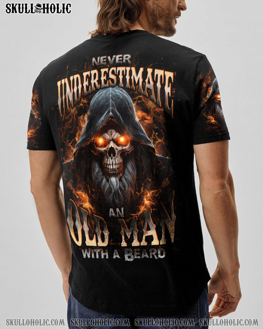 BLISSCORNERS NEVER UNDERESTIMATE AN OLD MAN WITH A BEARD ALL OVER PRINT