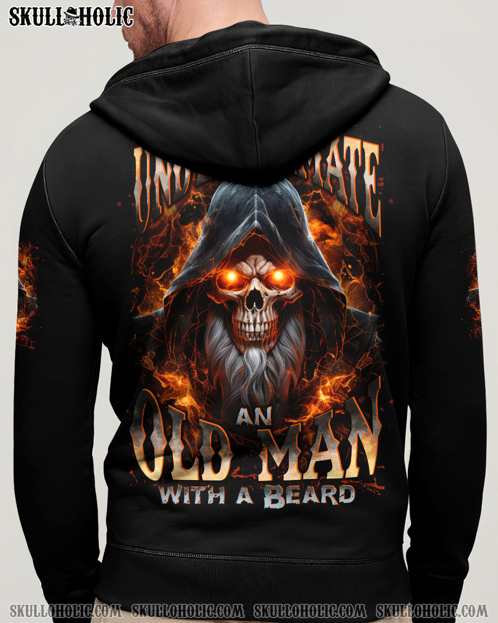 BLISSCORNERS NEVER UNDERESTIMATE AN OLD MAN WITH A BEARD ALL OVER PRINT