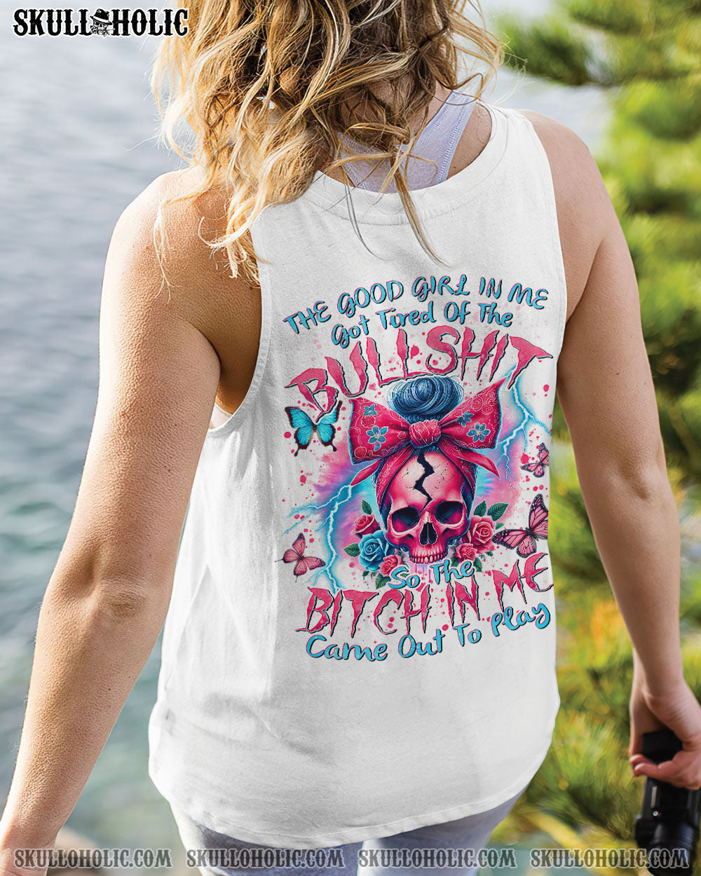 BLISSCORNERS NEXT TIME MY NAMES COMES OUT MESSY BUN SKULL ALL OVER PRINT