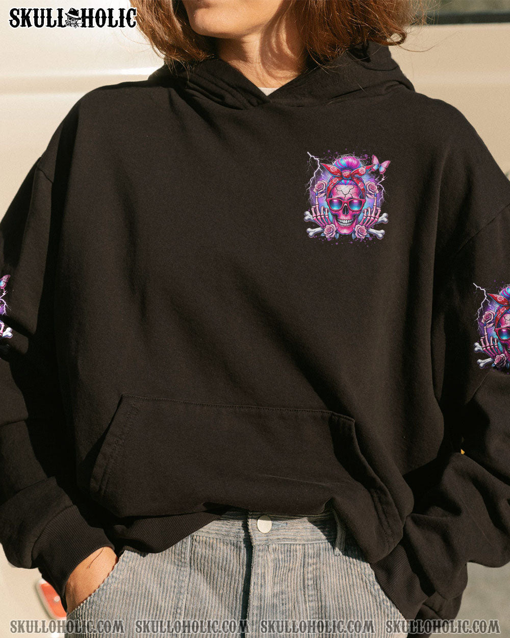 BLISSCORNERS ASSUMING I WAS LIKE MOST GIRLS SKULL MESSY BUN ALL OVER PRINT