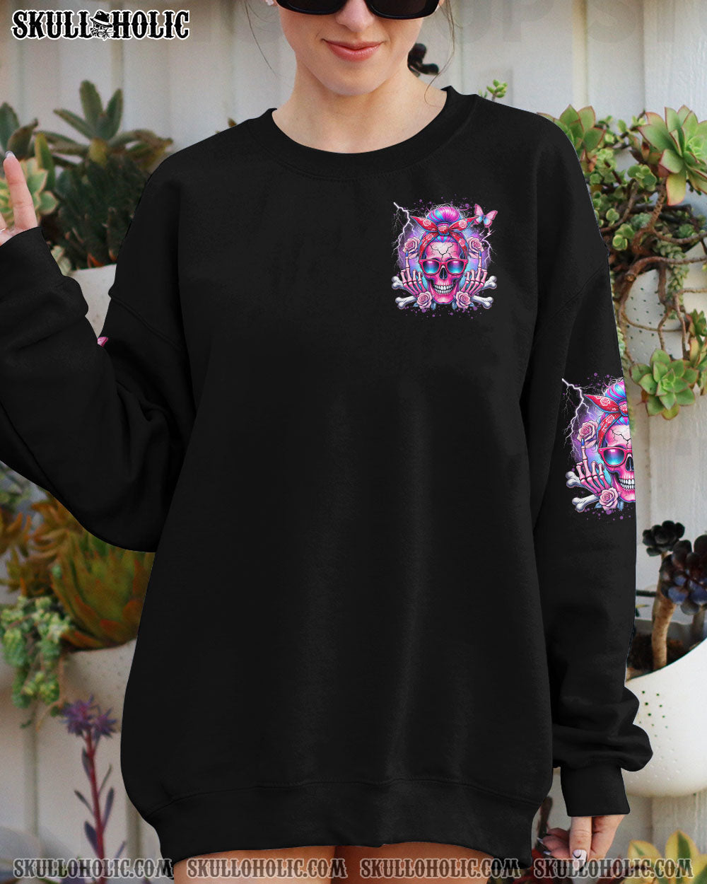 BLISSCORNERS ASSUMING I WAS LIKE MOST GIRLS SKULL MESSY BUN ALL OVER PRINT