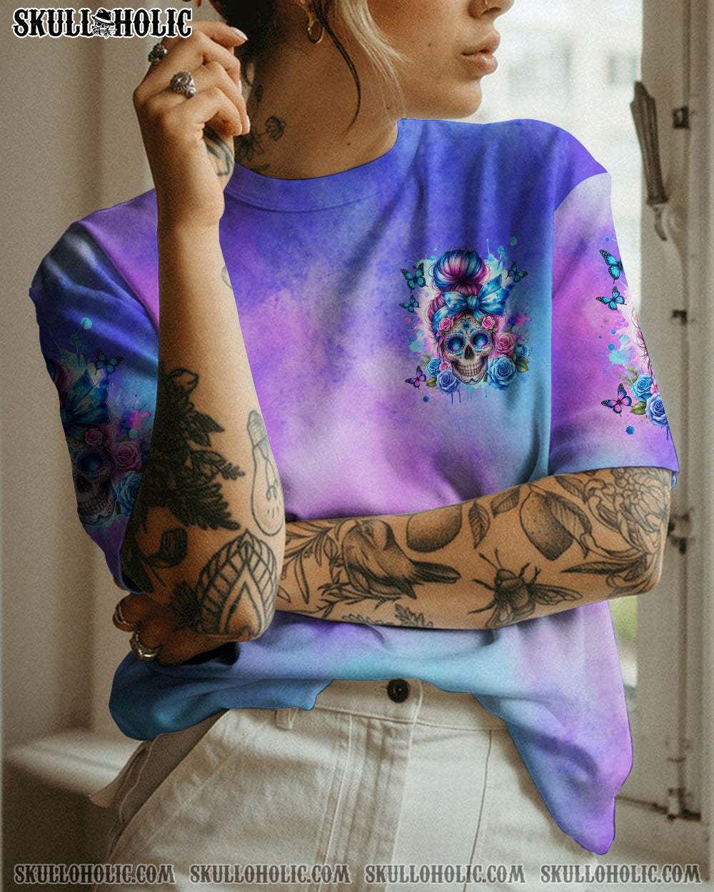 BLISSCORNERS THE GOOD GIRL IN ME MESSY BUN SUNFLOWER ALL OVER PRINT