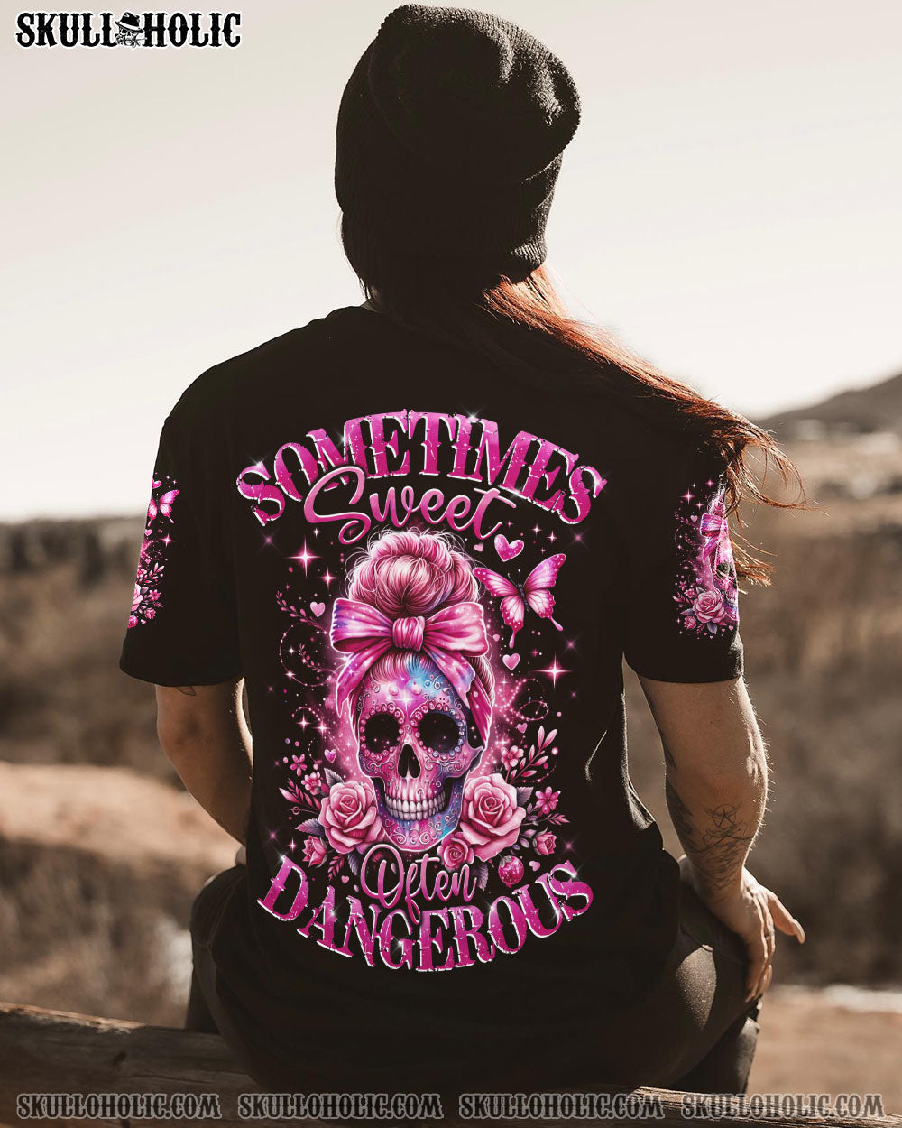 BLISSCORNERS THE GOOD GIRL IN ME ROSE MESSY BUN ALL OVER PRINT