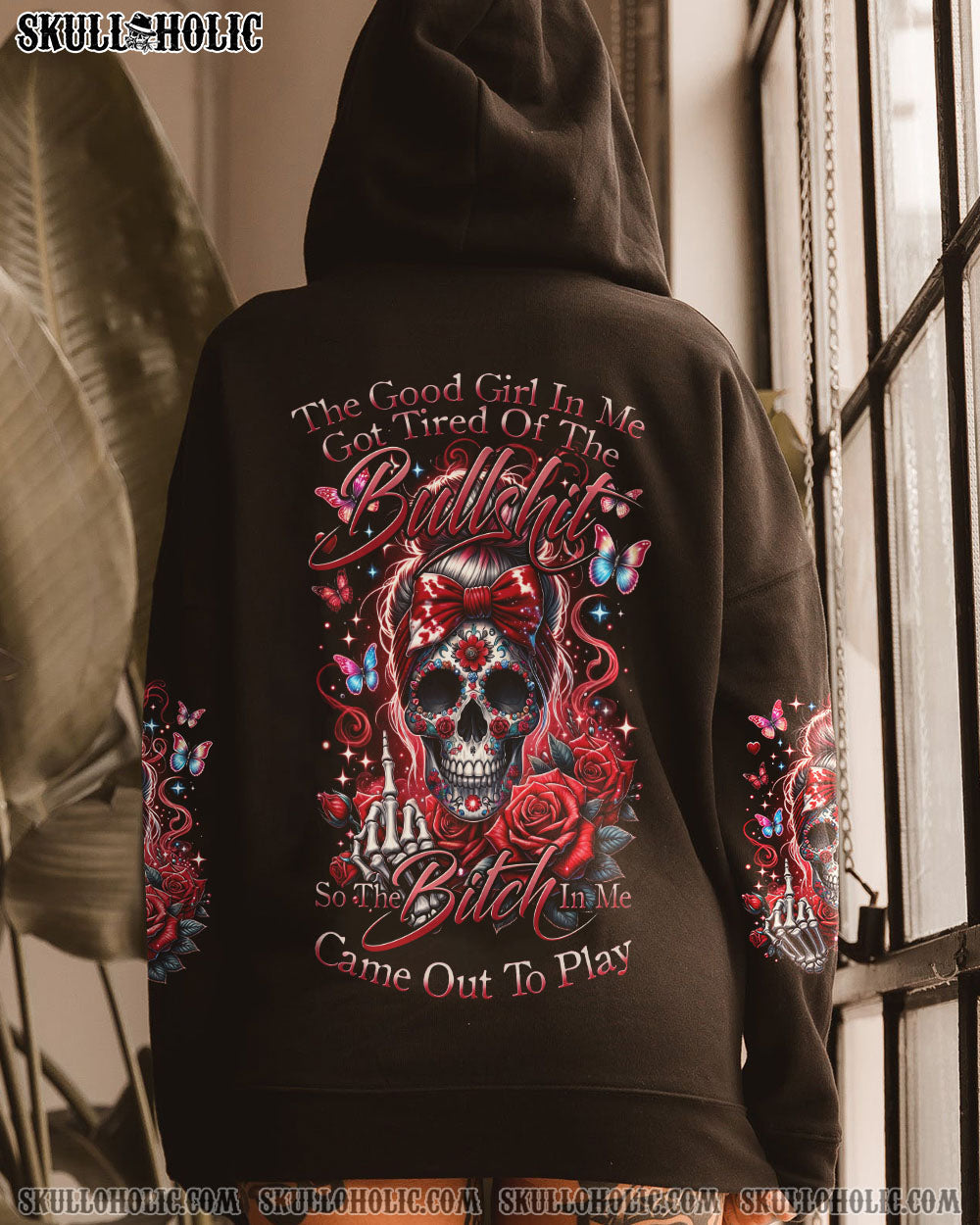 BLISSCORNERS THE GOOD GIRL IN ME MESSY BUN ALL OVER PRINT