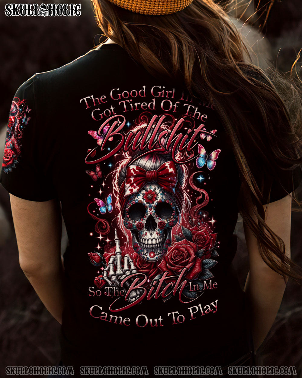 BLISSCORNERS THE GOOD GIRL IN ME MESSY BUN ALL OVER PRINT