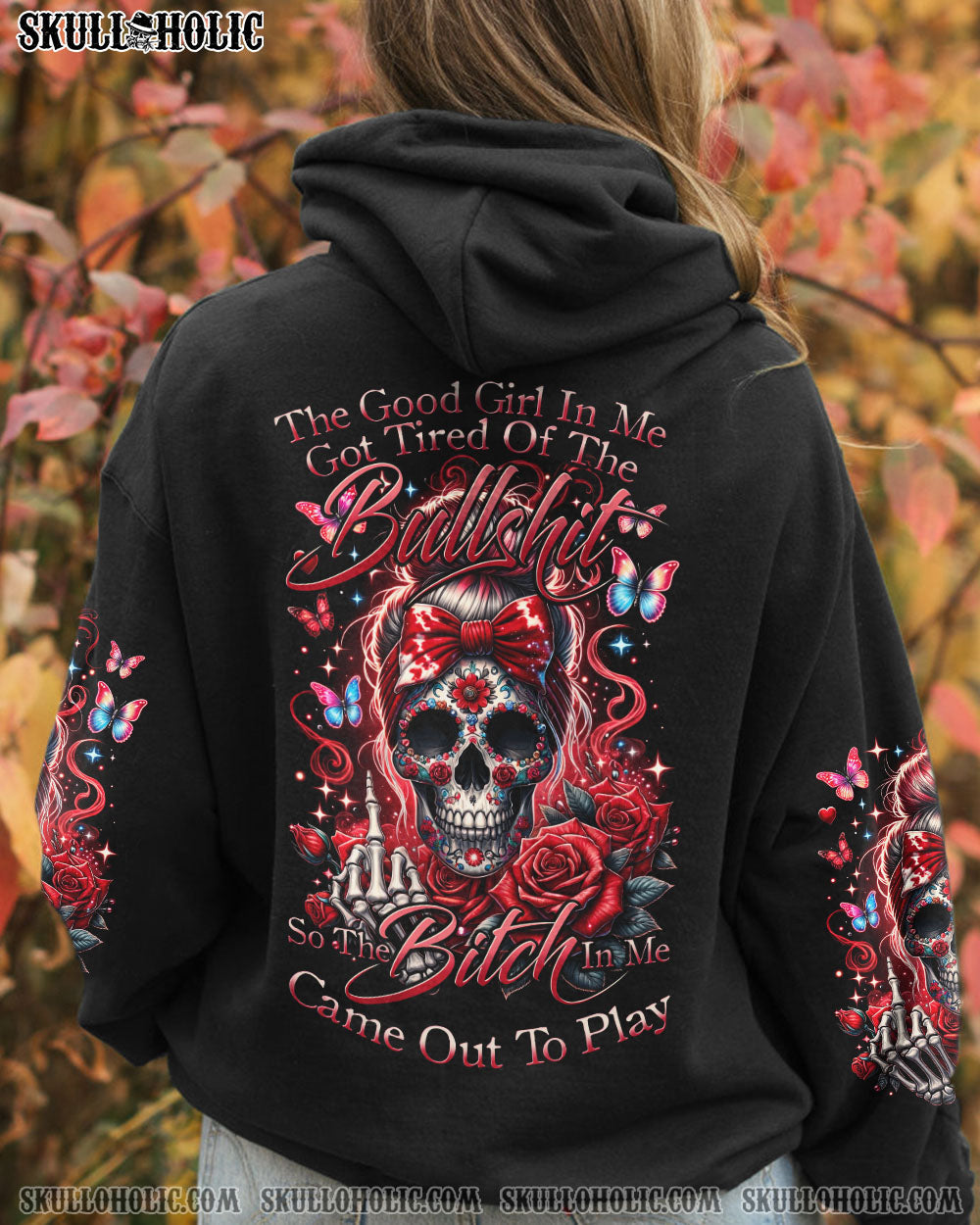 BLISSCORNERS THE GOOD GIRL IN ME MESSY BUN ALL OVER PRINT