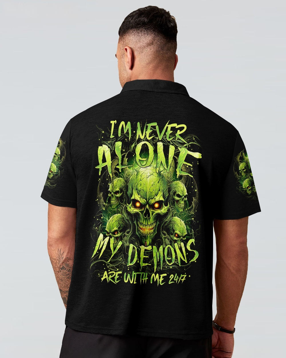 BLISSCORNERS I'M NEVER ALONE SKULL DEMON ALL OVER PRINT