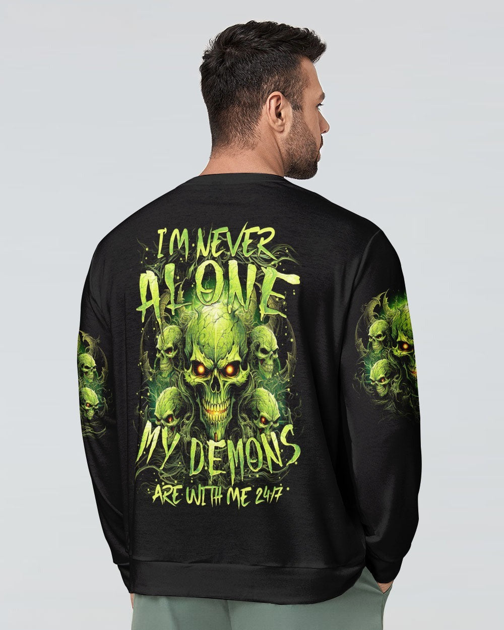 BLISSCORNERS I'M NEVER ALONE SKULL DEMON ALL OVER PRINT
