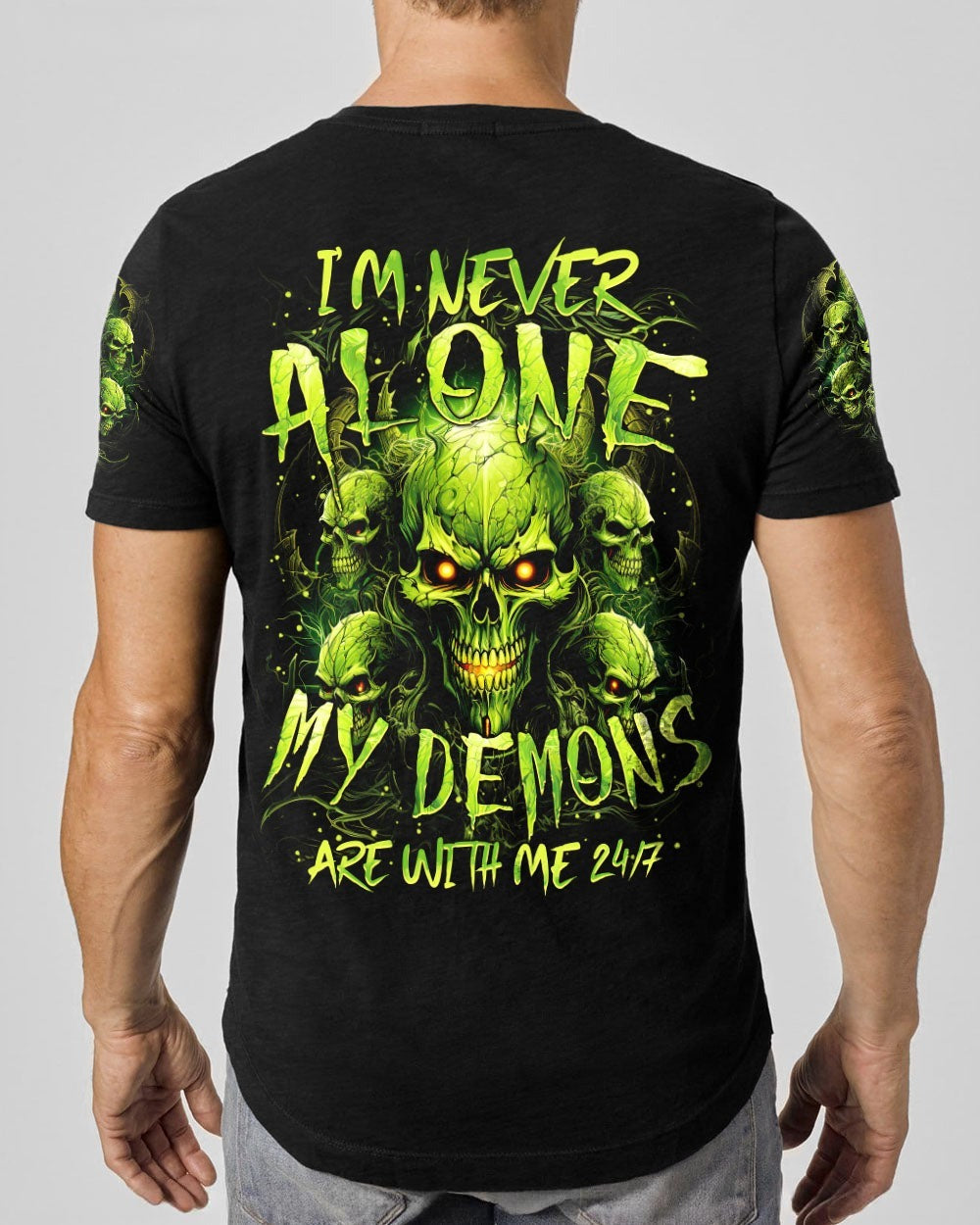 BLISSCORNERS I'M NEVER ALONE SKULL DEMON ALL OVER PRINT