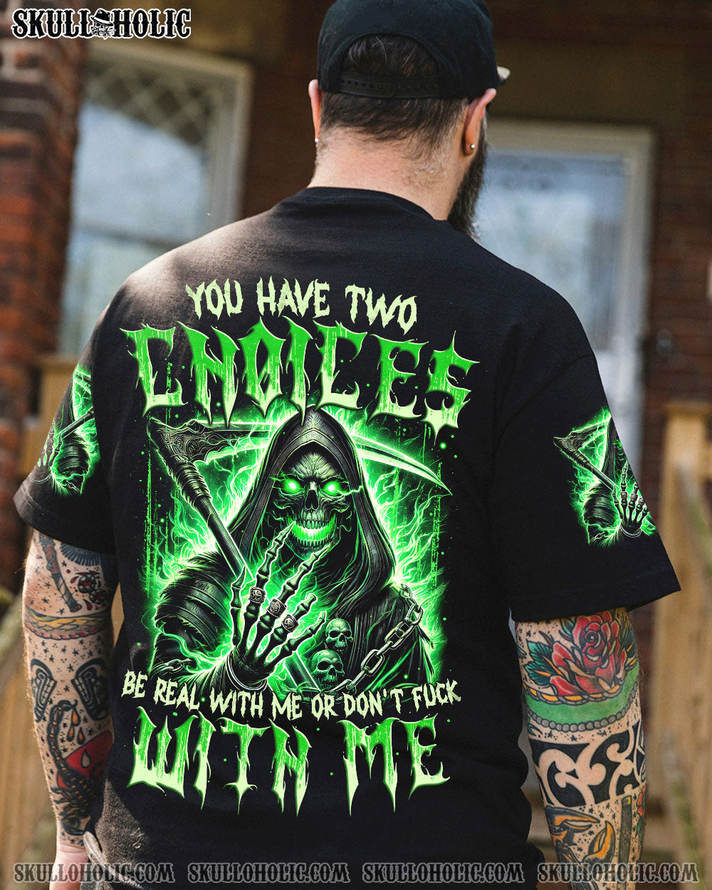 BLISSCORNERS YOU HAVE TWO CHOICES SKULL ALL OVER PRINT