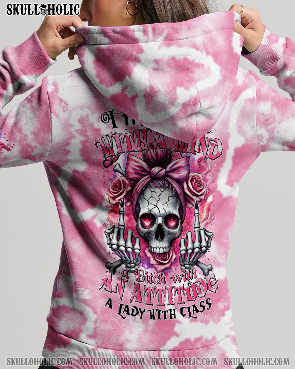 BLISSCORNERS TODAY'S MOOD SKULL MESSY BUN ALL OVER PRINT