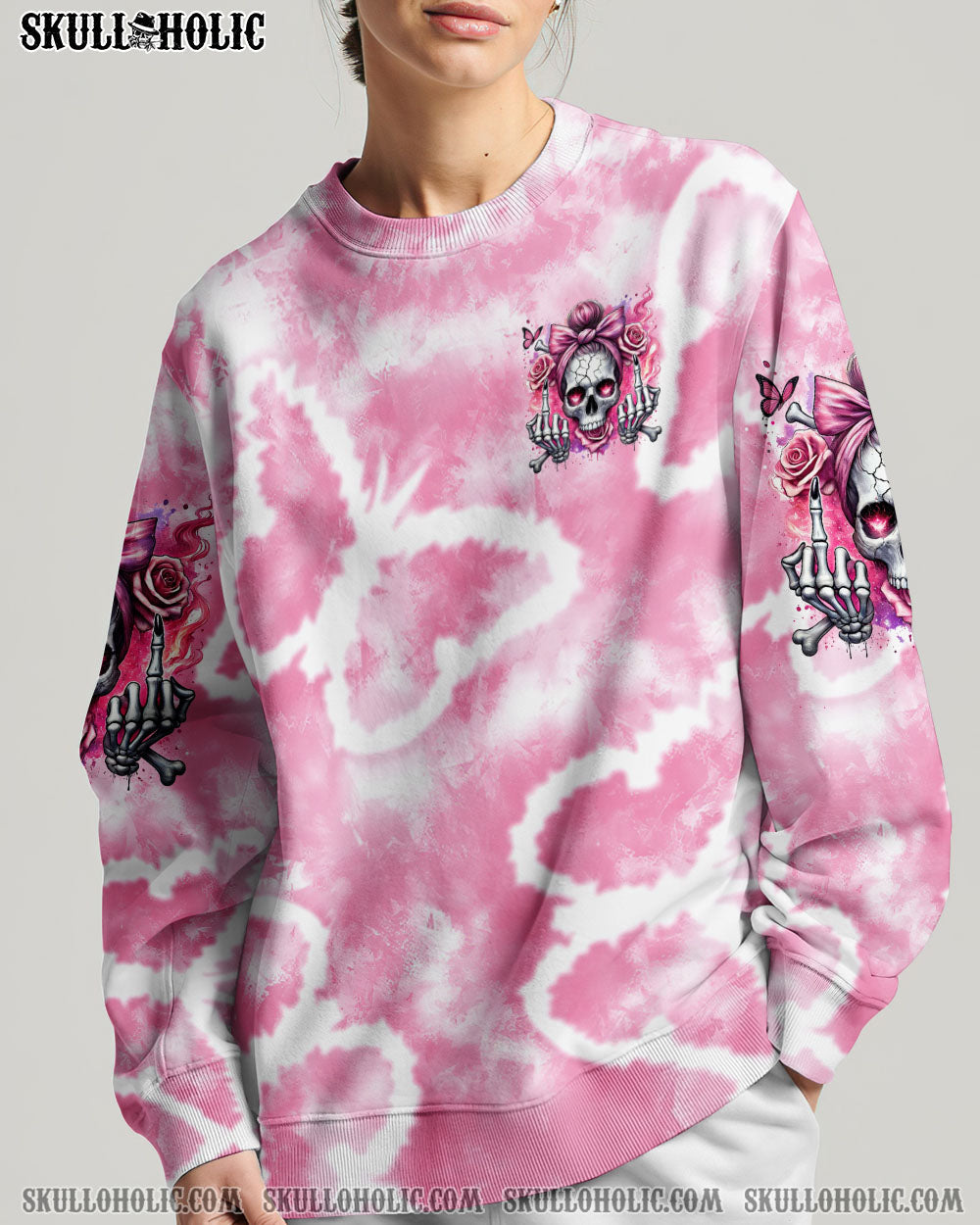 BLISSCORNERS TODAY'S MOOD SKULL MESSY BUN ALL OVER PRINT
