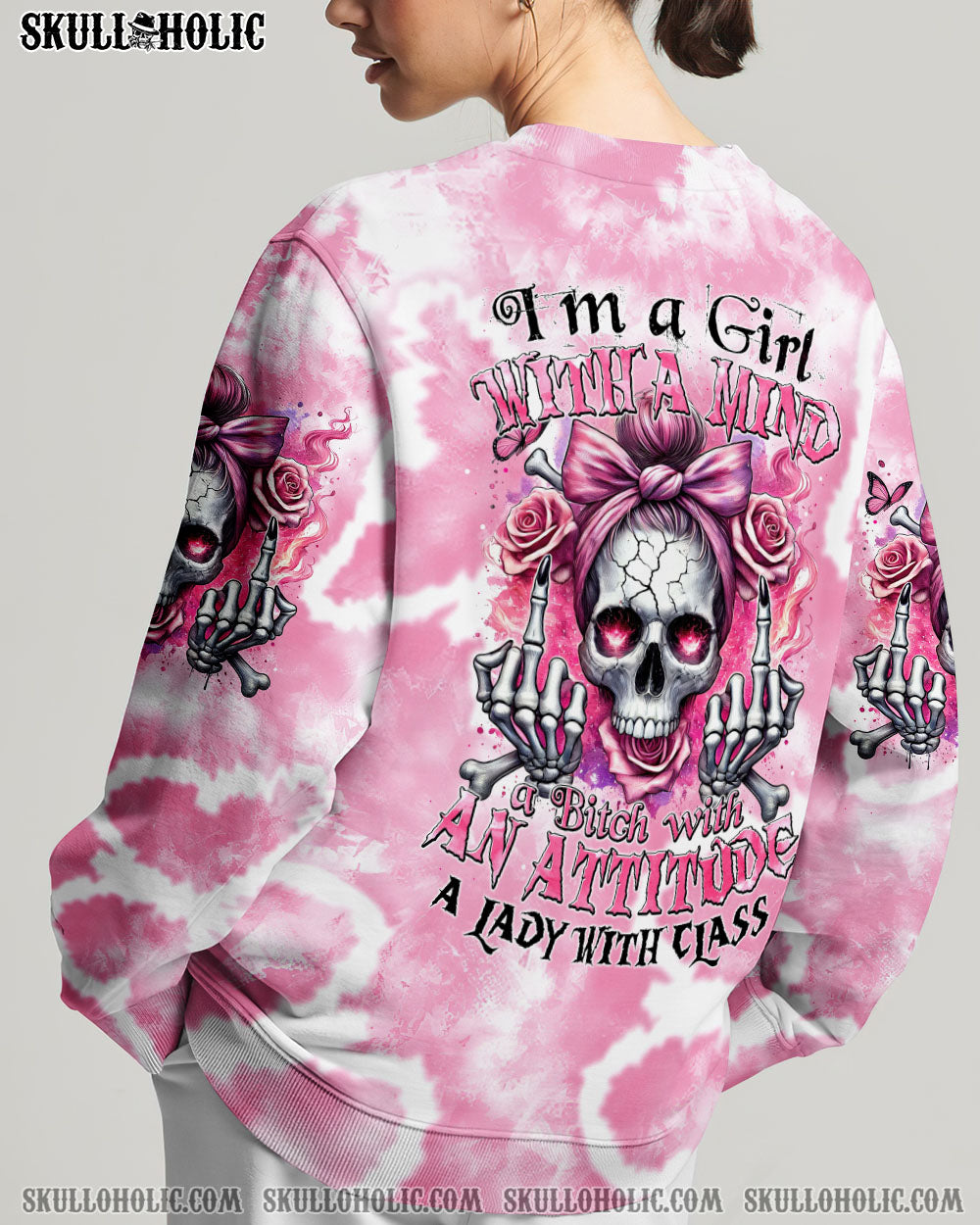 BLISSCORNERS TODAY'S MOOD SKULL MESSY BUN ALL OVER PRINT