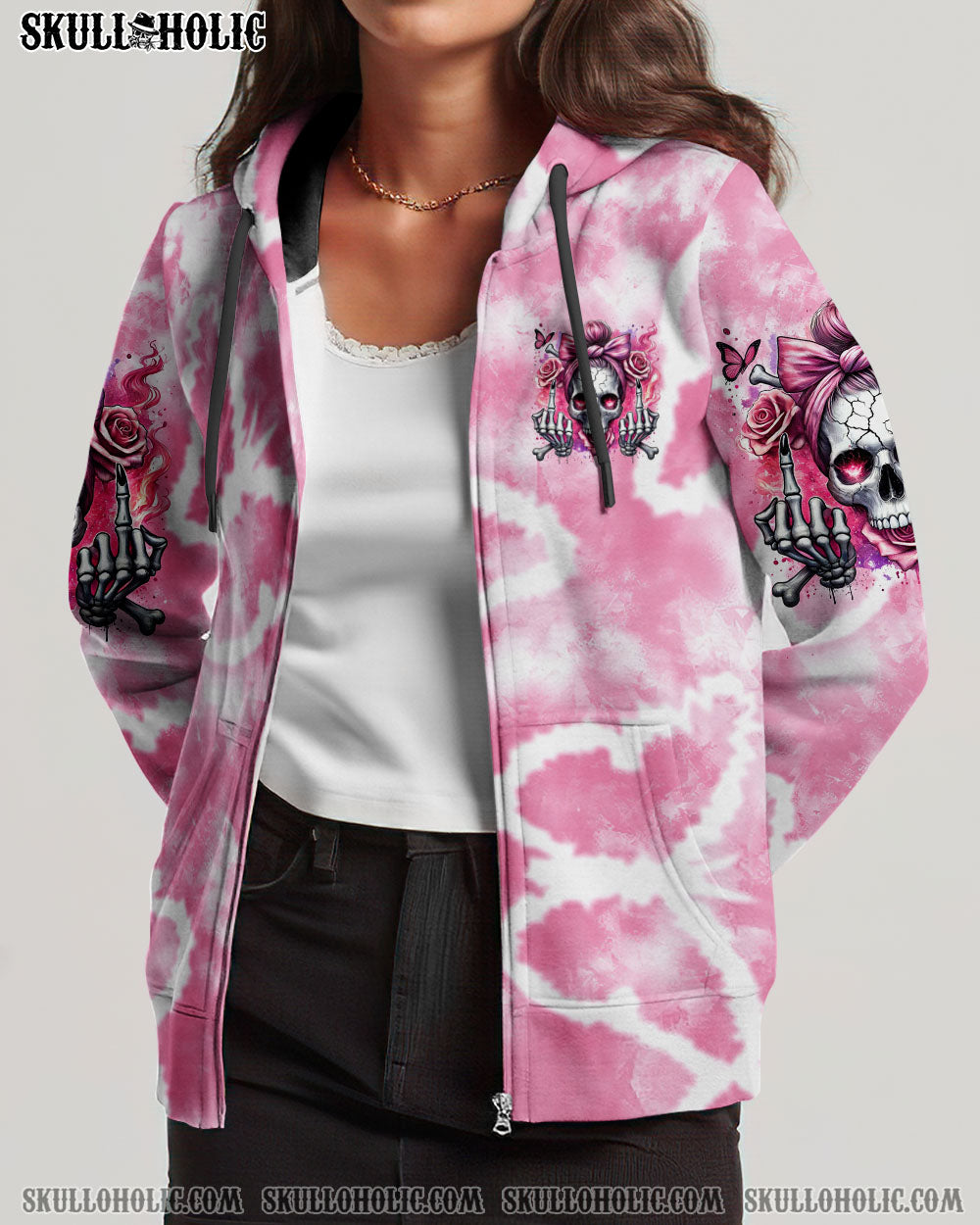 BLISSCORNERS TODAY'S MOOD SKULL MESSY BUN ALL OVER PRINT