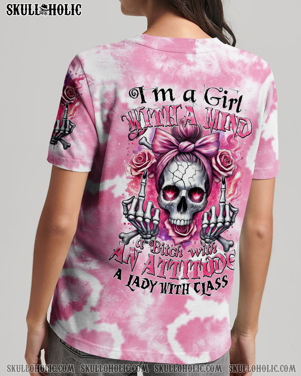 BLISSCORNERS TODAY'S MOOD SKULL MESSY BUN ALL OVER PRINT