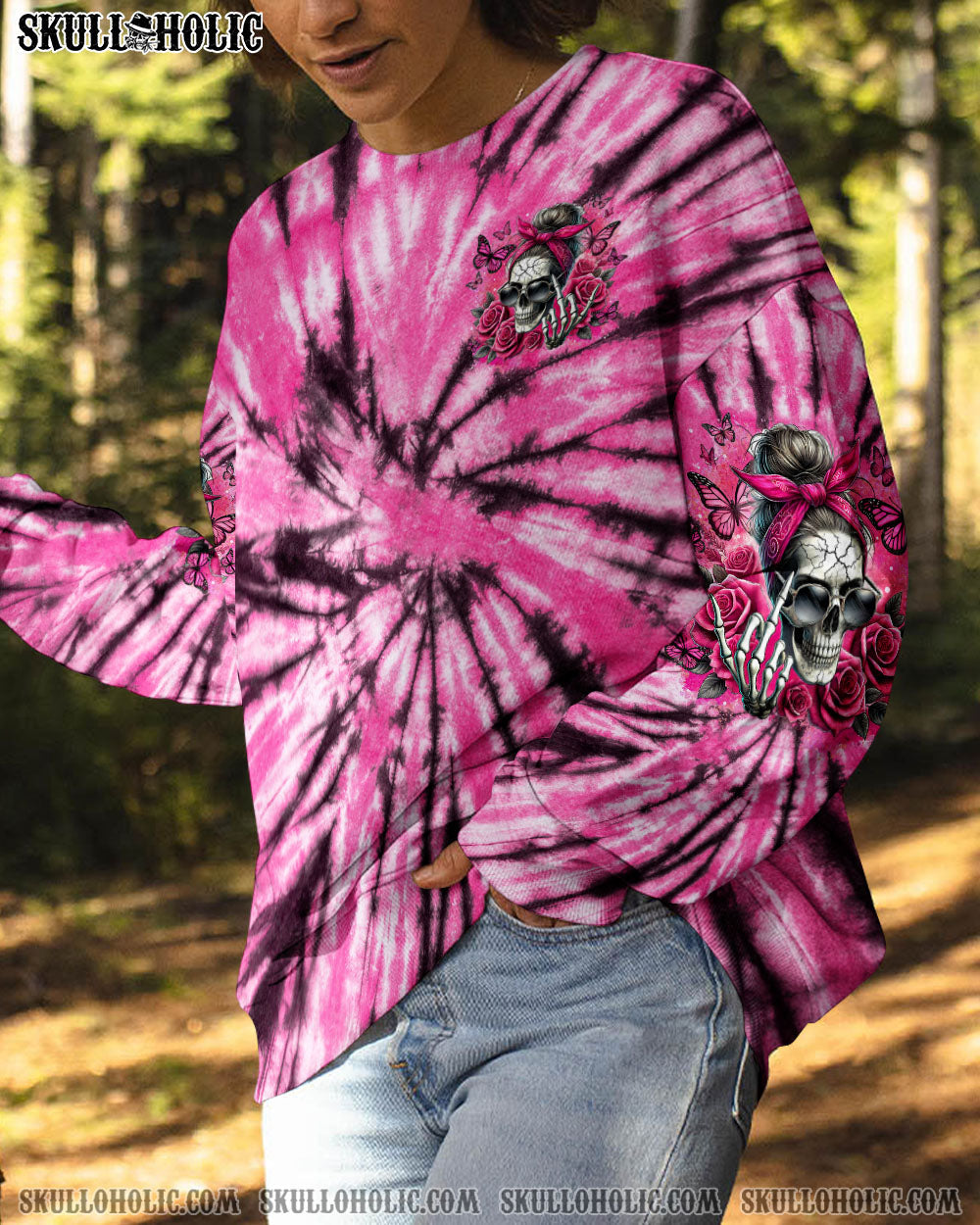 BLISSCORNERS YES I'M A B BUT NOT YOURS MESSY BUN SKULL TIE DYE ALL OVER PRINT