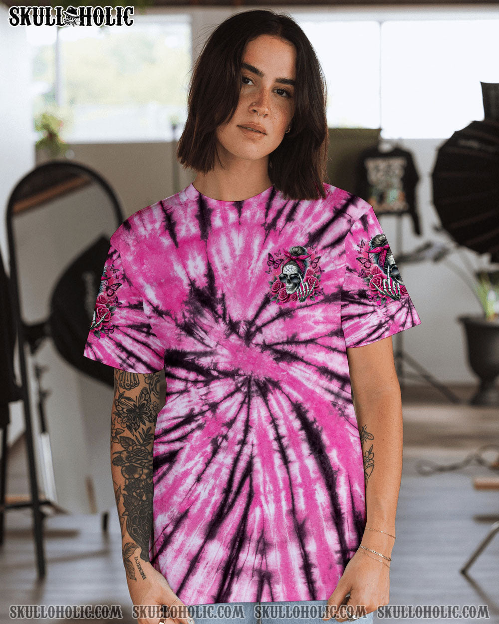 BLISSCORNERS YES I'M A B BUT NOT YOURS MESSY BUN SKULL TIE DYE ALL OVER PRINT