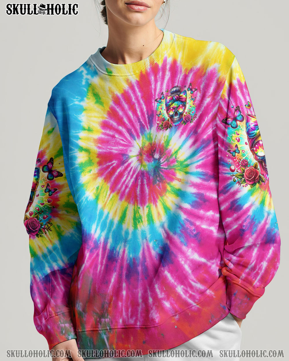 BLISSCORNERS THE GOOD GIRL IN ME MESSY BUN TIE DYE ALL OVER PRINT