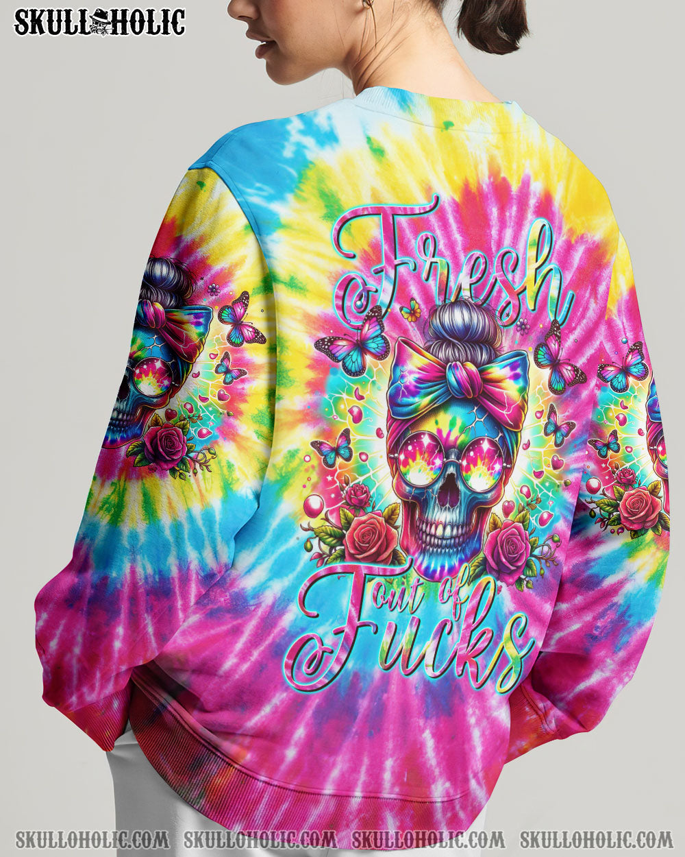 BLISSCORNERS THE GOOD GIRL IN ME MESSY BUN TIE DYE ALL OVER PRINT