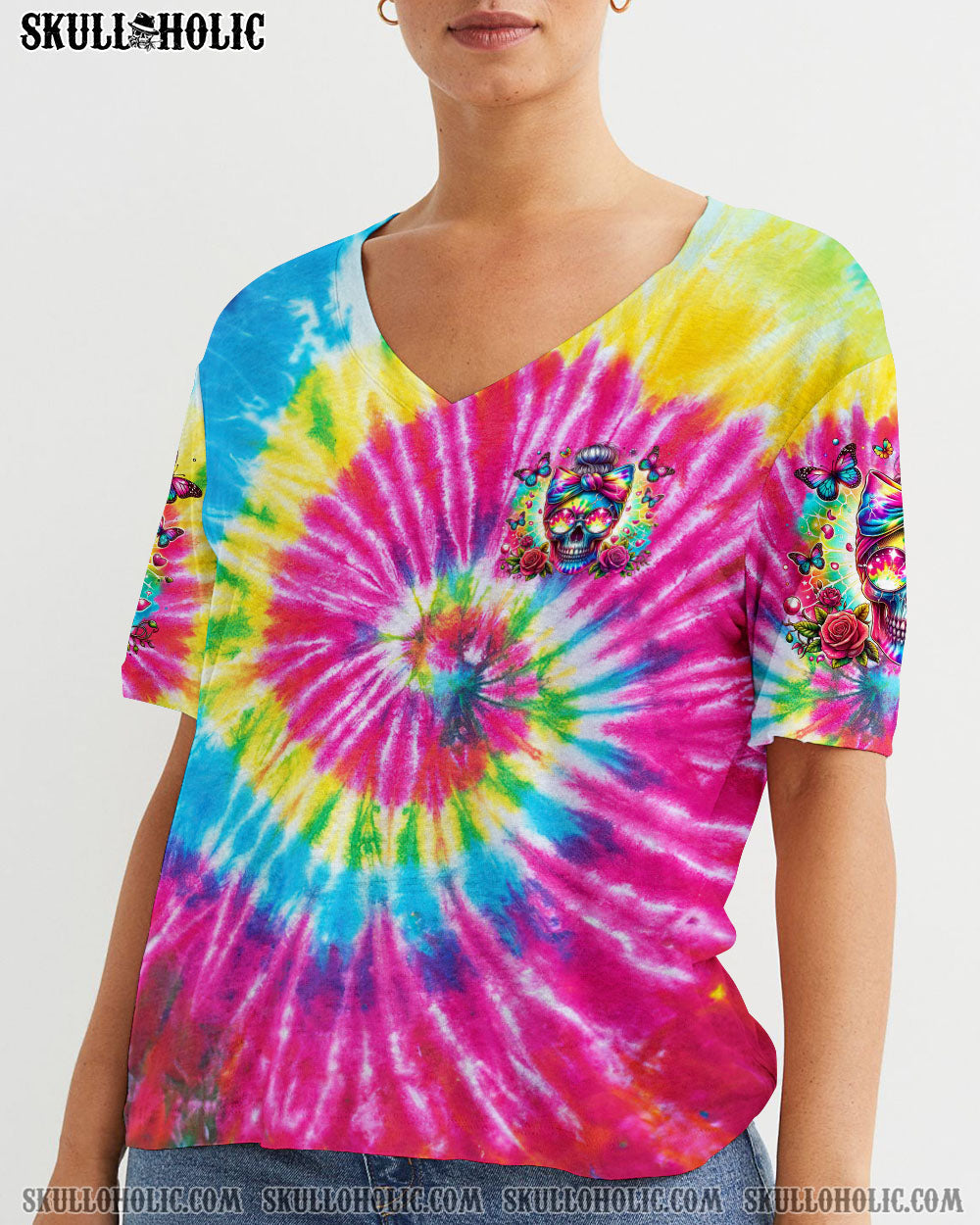 BLISSCORNERS THE GOOD GIRL IN ME MESSY BUN TIE DYE ALL OVER PRINT