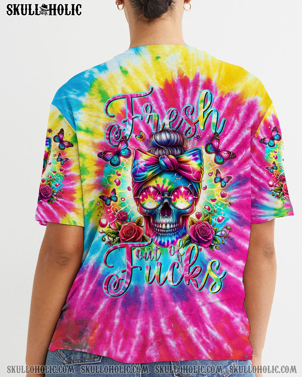 BLISSCORNERS THE GOOD GIRL IN ME MESSY BUN TIE DYE ALL OVER PRINT