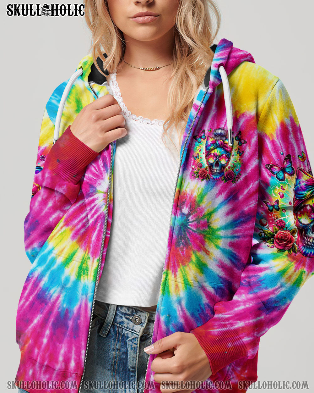 BLISSCORNERS THE GOOD GIRL IN ME MESSY BUN TIE DYE ALL OVER PRINT