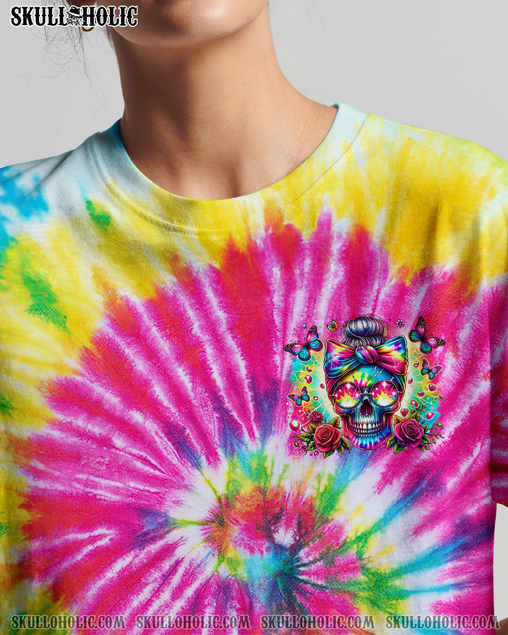 BLISSCORNERS THE GOOD GIRL IN ME MESSY BUN TIE DYE ALL OVER PRINT