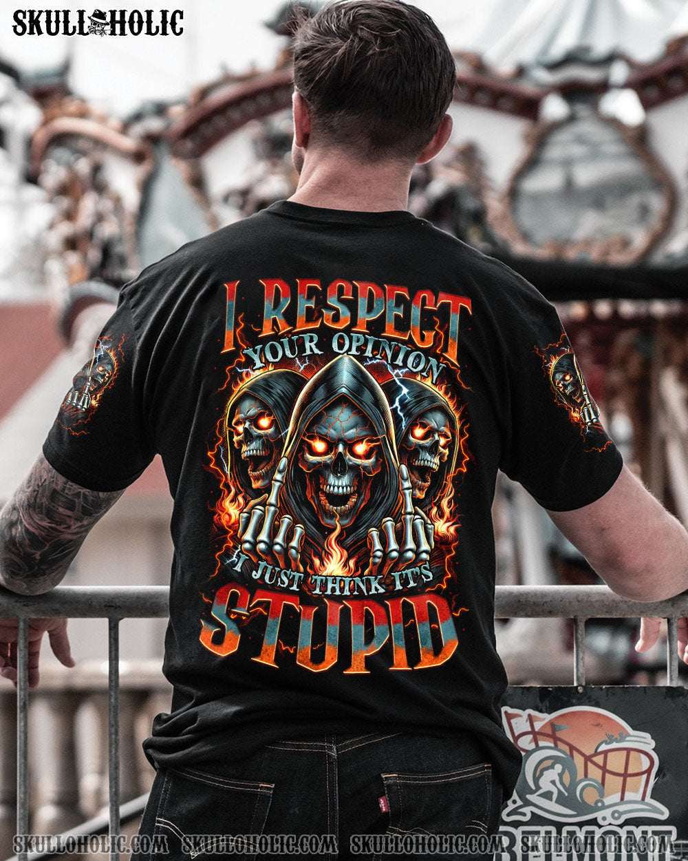 BLISSCORNERS I RESPECT YOUR OPINION SKULL ALL OVER PRINT
