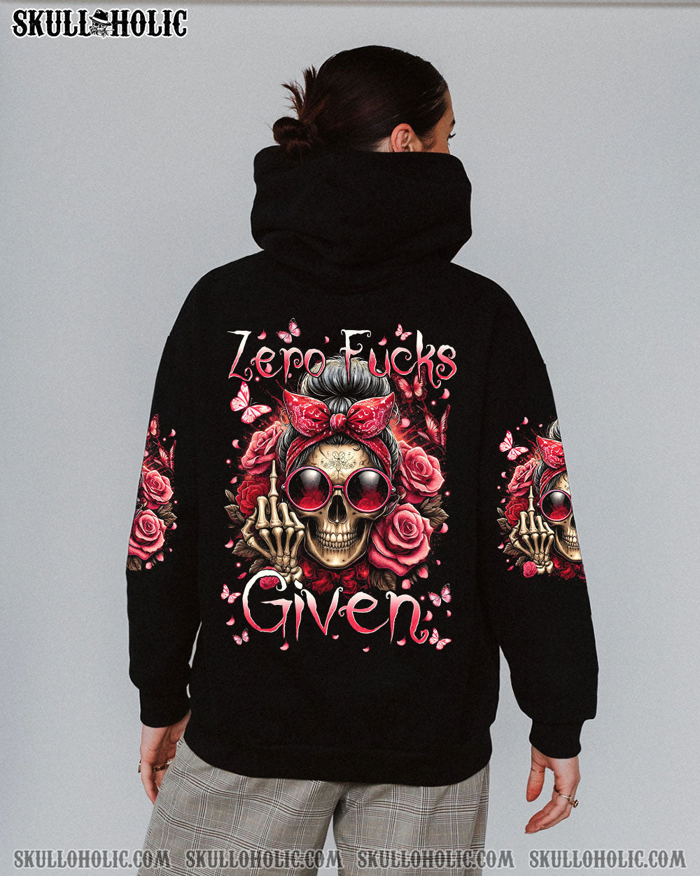 BLISSCORNERS HELLO DARKNESS MY OLD FRIEND MESSY BUN SKULL ALL OVER PRINT