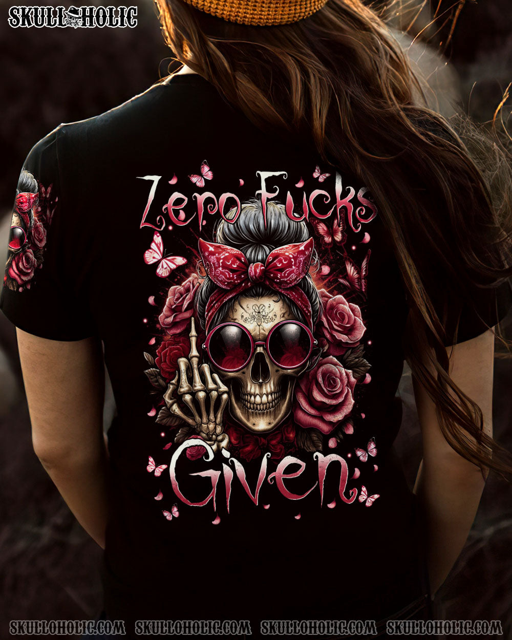 BLISSCORNERS HELLO DARKNESS MY OLD FRIEND MESSY BUN SKULL ALL OVER PRINT