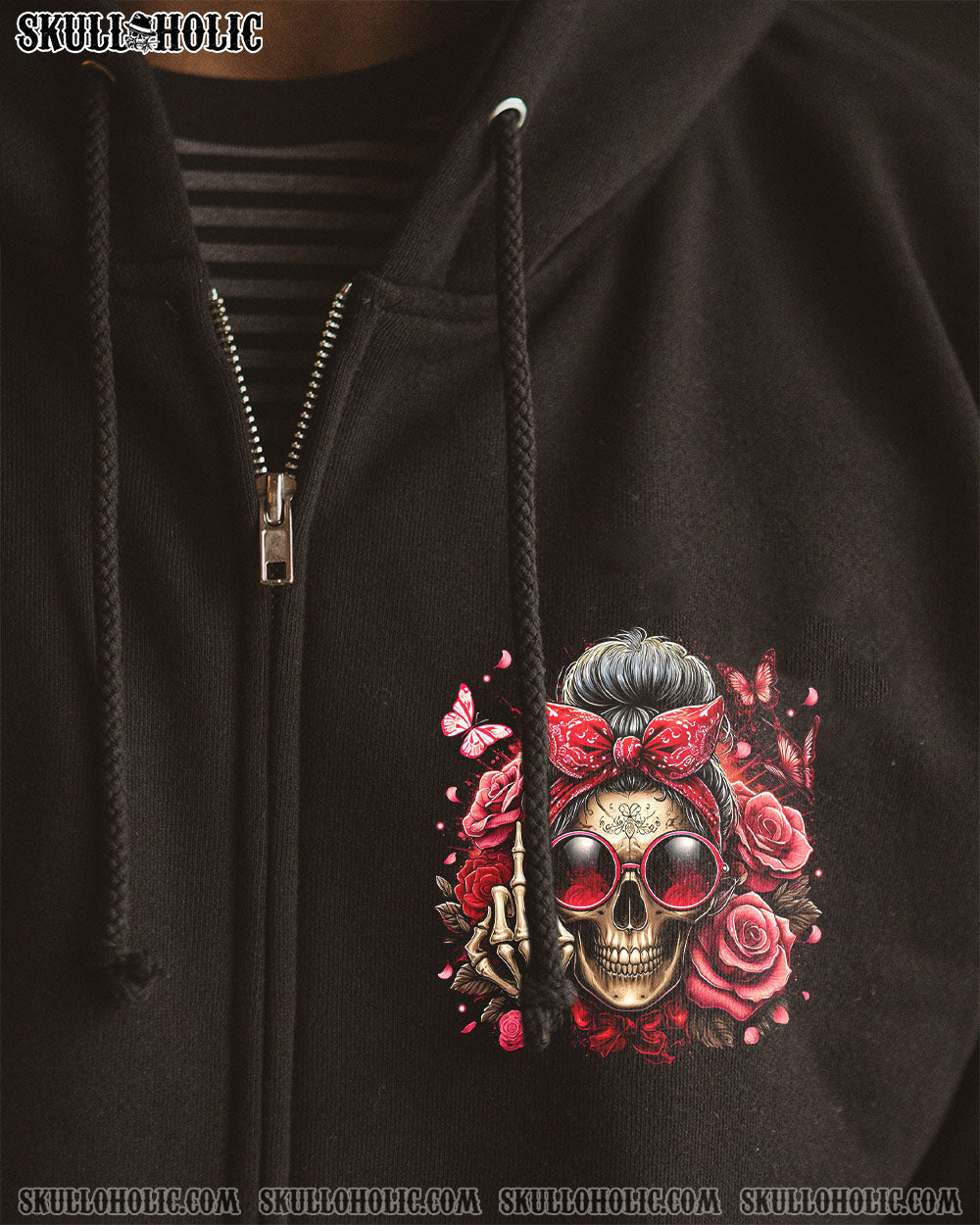 BLISSCORNERS HELLO DARKNESS MY OLD FRIEND MESSY BUN SKULL ALL OVER PRINT