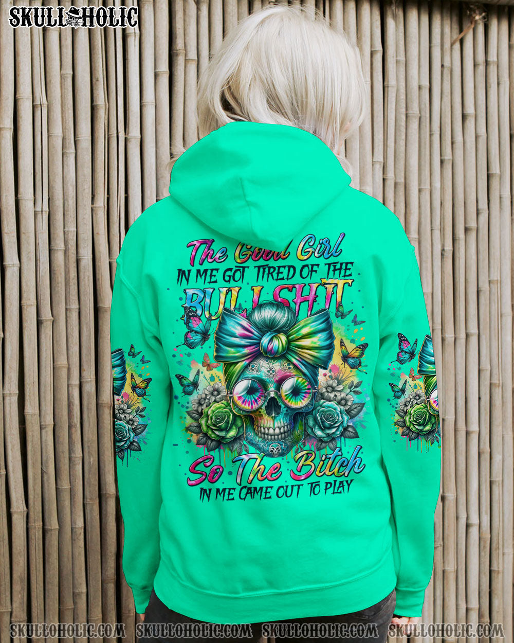 BLISSCORNERS BEFORE YOU DO ME WRONG MESSY BUN SKULL ALL OVER PRINT